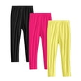 thumbnail image 1 of SGFCWSX Girls Yoga Leggings Solid Color Stretch Pants Kids High Waisted 3 Pack Legging Pants Hot Pink Size 8 Years, 1 of 9