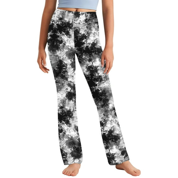 SGFCWSX Girls Leggings Winter High Waist Legging Pants Elastic Soft Fashion Print Straight Leg Yoga Pants Black Size 2 Years