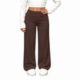thumbnail image 1 of SGFCWSX Girls Yoga Pants, High Waist Stretchy Wide Leg Soft Casual School Comfy Leggings Brown Size 14, 1 of 9