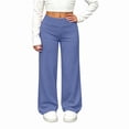 thumbnail image 1 of SGFCWSX Girls Yoga Pants, High Waist Stretchy Wide Leg Soft Casual School Comfy Leggings Dark Blue Size 7, 1 of 9