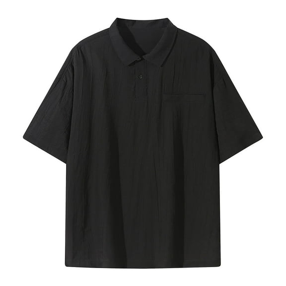SGFCWSX Golf Polo Shirts for Men Quick Dry Oversized Short Sleeve Summer Casual Daily Top with Pocket Black Size 5XL