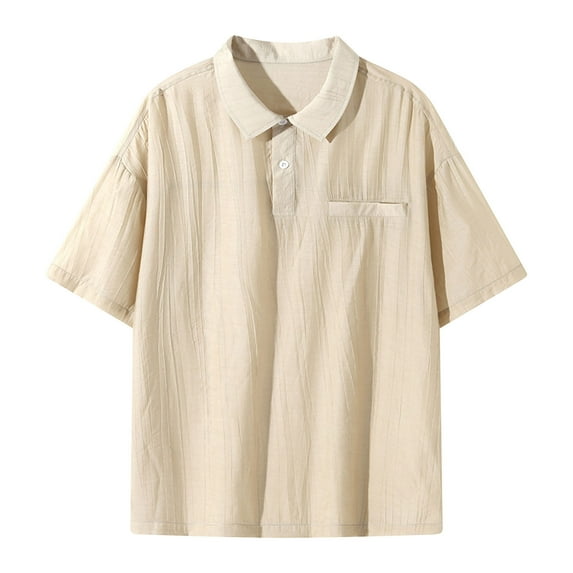 SGFCWSX Golf Polo Shirts for Men Quick Dry Short Sleeve Oversized Summer Casual Daily Top with Pocket Khaki Size XL