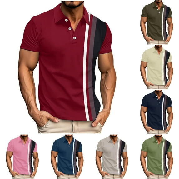 SGFCWSX Golf Polo Shirts for Men Short Sleeve Slim Fit Breathable Outdoor Casual Business Top Red Size 3XL