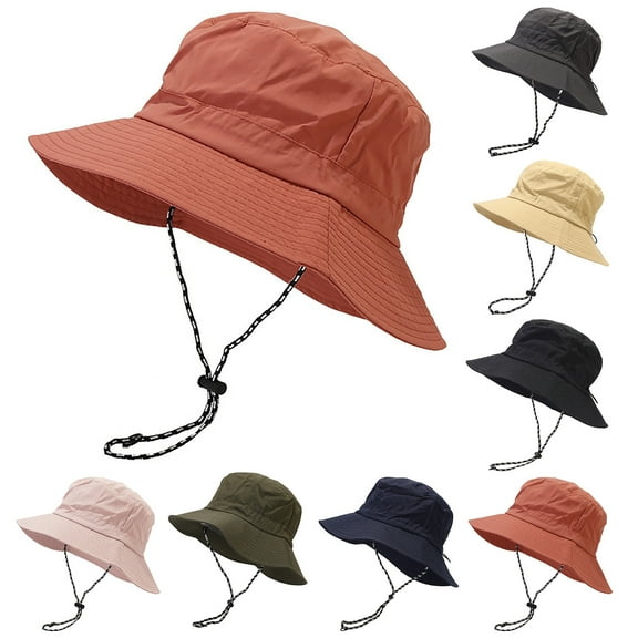 SGFCWSX Hats for Men,Sun Protection Adjustable Drawstring Ventilate Wide Brim Bucket Hat Pink Free Size