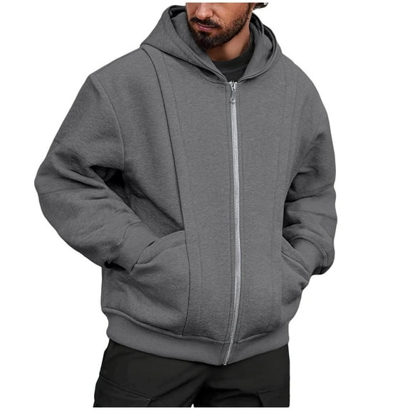 SGFCWSX Hoodies for Men Zip Up Oversized Hoodie Mens Lightweight Everyday Hooded Sweatshirt Dark Gray Size 3XL