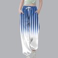 thumbnail image 1 of SGFCWSX Jogger Pants for Girls Elastic Waist Drawstring Fashion Print Stripe Tapered Leg Soft Sweatpants Blue Size 5-6 Years, 1 of 5