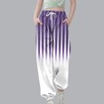 thumbnail image 1 of SGFCWSX Jogger Pants for Girls Elastic Waist Drawstring Fashion Print Stripe Tapered Leg Soft Sweatpants Purple Size 5-6 Years, 1 of 5