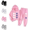 thumbnail image 1 of SGFCWSX Kids 2 Piece Outfit Girls Hoodie and Sweatpants Set Casual Heart Print Tracksuit Pink Size 7-8 Years, 1 of 7