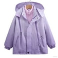 thumbnail image 1 of SGFCWSX Kids 3 in 1 Hooded Jacket Girls Waterproof Windproof Fleece Lined Coat with Multiple Zipper Pockets Gradient Winter Fall Outerwear Purple Size 4-5 Years, 1 of 9
