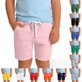 thumbnail image 1 of SGFCWSX Kids Boys Soft Knit Shorts Casual Cotton Elastic Waist Soft Summer Shorts with Pockets Pink Size 4-5Years, 1 of 7