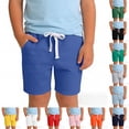 thumbnail image 1 of SGFCWSX Kids Boys Soft Knit Shorts Soft Elastic Waist Casual Cotton Summer Shorts with Pockets Blue Size 1-2Years, 1 of 7