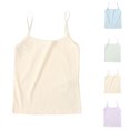 thumbnail image 1 of SGFCWSX Kids Camisole, Girls Cotton Soft Breathable Sleeveless Casual Versatile Basic Daily Undershirts Khaki Size 9-10 Years, 1 of 4