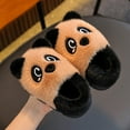 thumbnail image 1 of SGFCWSX Kids Cute Panda Fuzzy Slippers Cozy Home Shoes for Girls Boys Warm Indoor Footwear with Soft Lining Coffee Size 3.5-4 Years, 1 of 4