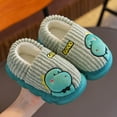 thumbnail image 1 of SGFCWSX Kids Fuzzy Dinosaur Slippers Cozy Home Shoes for Girls Boys Cute Indoor Footwear Green Size 4.5-5 Years, 1 of 4