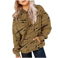 thumbnail image 1 of SGFCWSX Kids Hooded Sweatshirt Girls Lightwight Hoodie Soft Print with Pockets Pullover Top Khaki Size 4 Years, 1 of 4