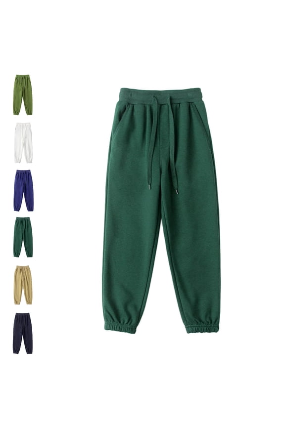 Kids Jogger Pants, Boys Girls Elastic Waist Casual School Uniform Cuffed Ankle Trousers Green Size 4-5 Years