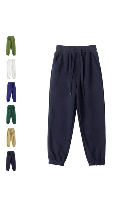 Kids Jogger Pants, Boys Girls Elastic Waist School Uniform Casual Cuffed Ankle Trousers Navy Size 10-11 Years