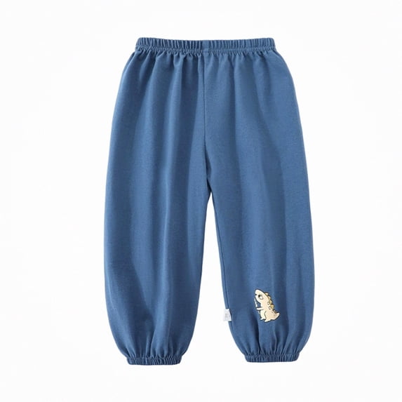 SGFCWSX Kids Jogger Pants, Elastic Waist Cuffed Ankle Loose Fit Trousers with Cartoon Print for Casual Daily Wear Blue Size 6M
