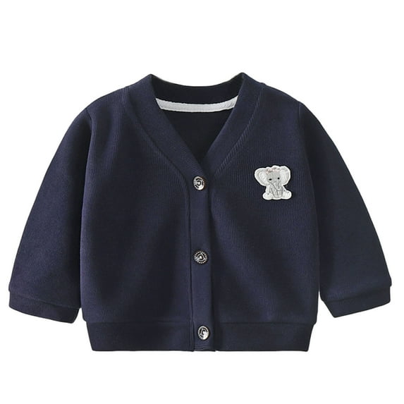 SGFCWSX Kids Knit Cardigan Girls Button Down Warm Winter Sweater Jacket Navy Size 10-11Years