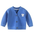 thumbnail image 1 of SGFCWSX Kids Knit Cardigan Girls Button Down Winter Warm Sweater Jacket Blue Size 6-7Years, 1 of 3