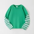 thumbnail image 1 of SGFCWSX Kids Long Sleeve Top Raglan Sleeve Striped Cuff Soft Cotton Casual Layerable Daily School Pullover for Boys Girls Green Size 12M, 1 of 5