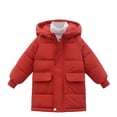 thumbnail image 1 of SGFCWSX Kids Mid-Length Puffer Jacket with Big Pockets Boys Girls Warm Winter Hooded Coat Red Size 2 Years, 1 of 7