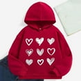 thumbnail image 1 of SGFCWSX Kids Oversized Hoodie Girls Lightweight Sweatshirt Heart Print Fall Pullover Top Red Size 4 Years, 1 of 3