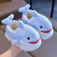 thumbnail image 1 of SGFCWSX Kids Shark Plush Slippers Warm Home Footwear for Girls Boys Cute House Shoes Light Blue Size 12-13Years, 1 of 3