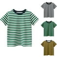 thumbnail image 1 of SGFCWSX Kids Short Sleeve T-Shirt, Boys Girls Regular Fit Striped Summer Tees Crew Neck Casual Soft Tops White Size 11-12Yearsb, 1 of 3