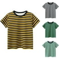 thumbnail image 1 of SGFCWSX Kids Short Sleeve T-Shirt, Boys Girls Summer Tees Regular Fit Crew Neck Striped Casual Soft Tops Yellow Size 3-4Years, 1 of 4