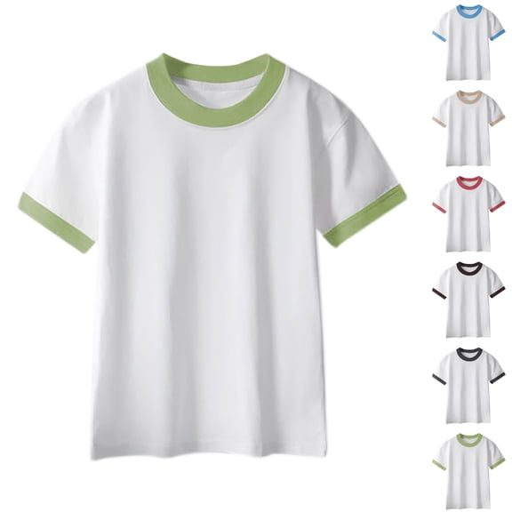 SGFCWSX Kids Short Sleeve T-Shirt, Girls Boys Cotton Lightweight Relaxed Fit Summer Tops Casual Tees Green Size 10-11 Years