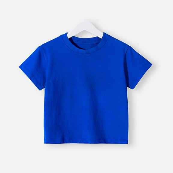 SGFCWSX Kids Short Sleeve T-Shirt, Girls Boys Regular Fit Crewneck Summer Tops Cotton Daily Casual Tees Blue Size 4-5 Years