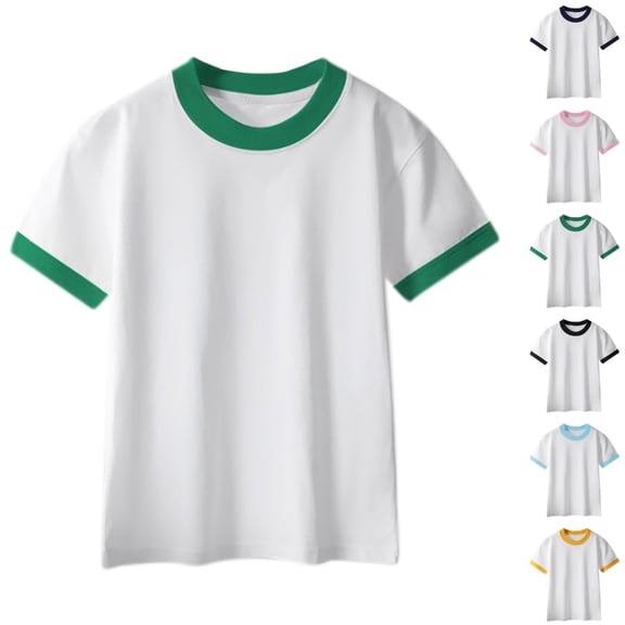 SGFCWSX Kids Short Sleeve T-Shirt, Girls Boys Relaxed Fit Summer Tops Cotton Lightweight Casual Tees Green Size 10-11 Years