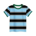 thumbnail image 1 of SGFCWSX Kids Short Sleeve T-Shirt, Girls Boys Striped Comfort Fit Crew Neck Summer Tees Everyday Casual Tops Light Blue Size 9-10 Years, 1 of 4