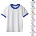 thumbnail image 1 of SGFCWSX Kids Short Sleeve T-Shirt, Girls Boys Summer Tops Relaxed Fit Lightweight Cotton Casual Tees Blue Size 10-11 Years, 1 of 10