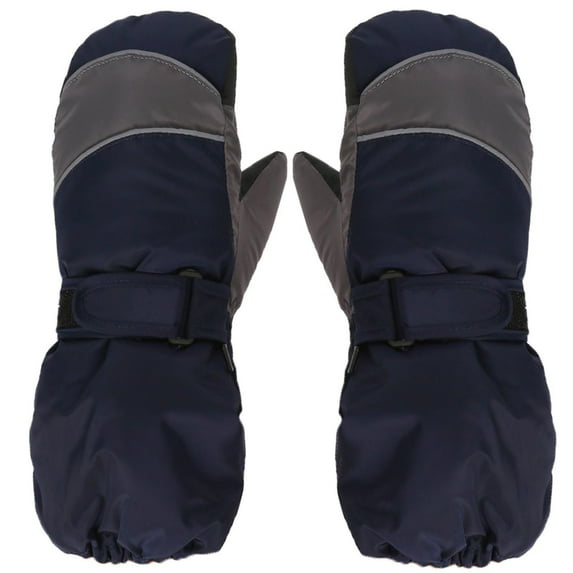 SGFCWSX Kids Ski Gloves Waterproof Winter Fleece Lined Mittens with Grip for Boys Girls Outdoors Extended Cuffs Gloves Navy Size 6-11 Years