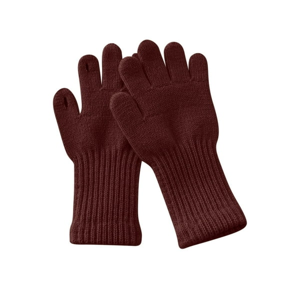 SGFCWSX Kids Snow Gloves Touchscreen Knit Winter Daily Use Gloves for Boys Girls Fleece Lined Warm Gloves Coffee Size 3-11 Years