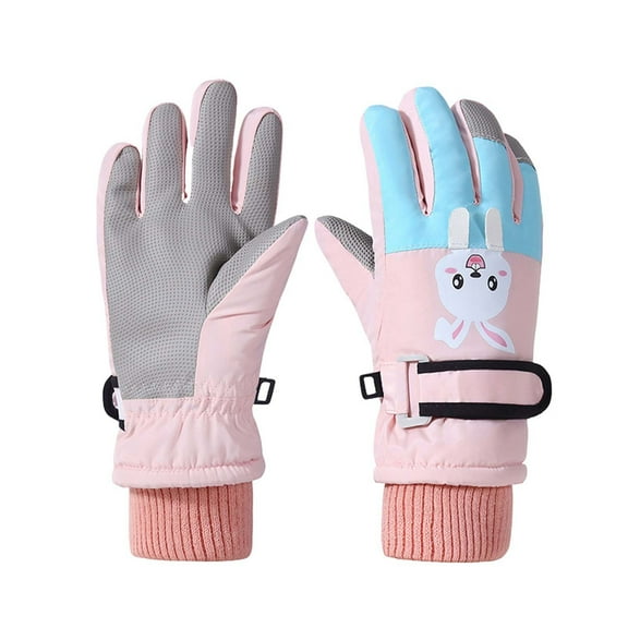 SGFCWSX Kids Snow Gloves Waterproof Winter with Grip Outdoors Gloves for Boys Girls Warm Fleece Lined Gloves Blue Size 4 Years