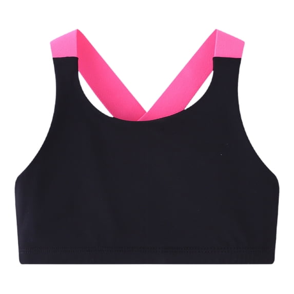 SGFCWSX Kids Sports Bra Sleeveless Criss Cross Performance Active Tennis Soccer Training Shirt Black Size 8-9 Years