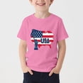 thumbnail image 1 of SGFCWSX Kids T-Shirts Boys Girls USA Patriotic Print Short Sleeve 4th of July Graphic Tops Pink Size 7-8Years, 1 of 5