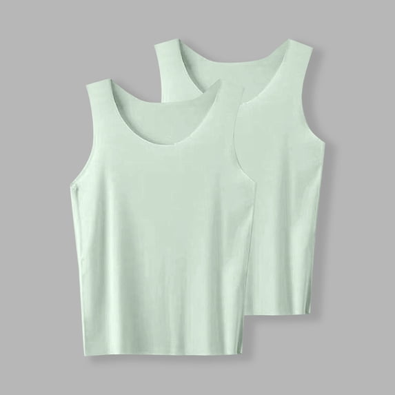 SGFCWSX Kids Tank Tops 2 Pack Seamless Cool Sleeveless Casual Daily Wear Shirt Green Size 5 Years