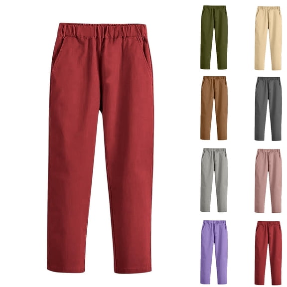 SGFCWSX Kids Uniform Pants, Boys Girls Comfortable School Elastic Waist Daily Trousers Wine Size 3-4 Years