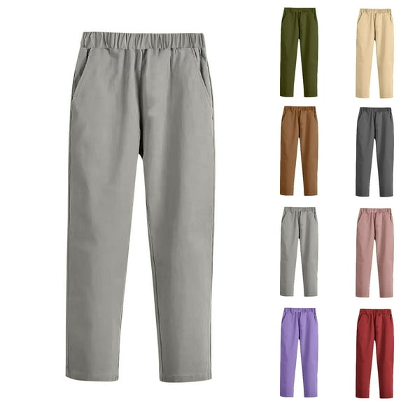 SGFCWSX Kids Uniform Pants, Boys Girls Daily Elastic Waist Comfortable School Trousers Gray Size 6-7 Years