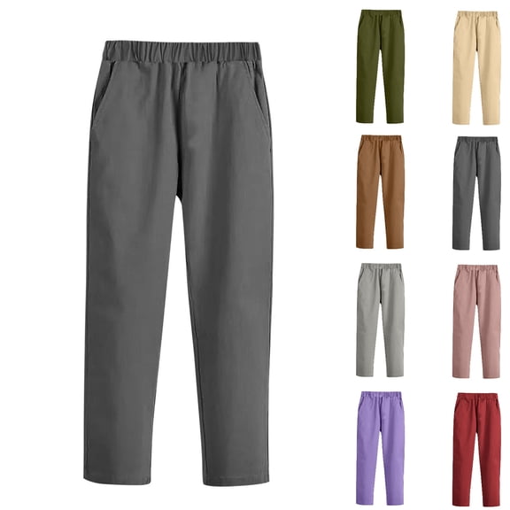 SGFCWSX Kids Uniform Pants, Boys Girls School Daily Elastic Waist Comfortable Trousers Dark Gray Size 8-9 Years