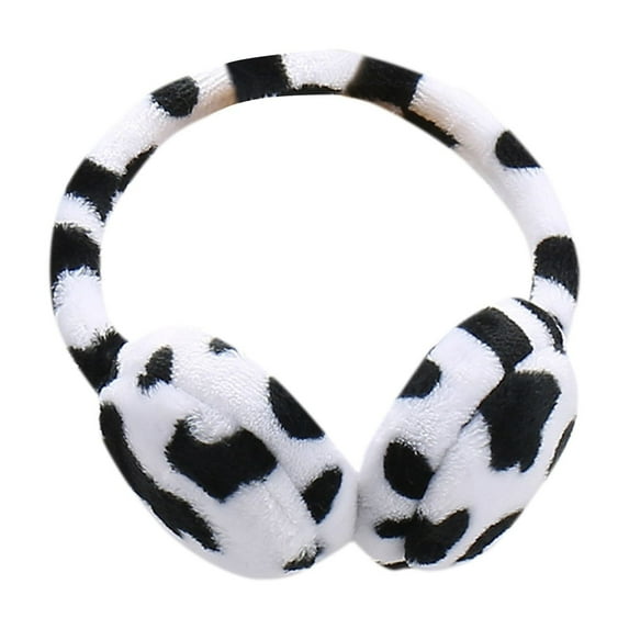 SGFCWSX Kids Winter Fuzzy Ear Muffs for Cold Weather Boys Girls Fleece Lined Cute Print Soft Ear Warmers White Size 4-15 Years