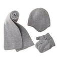 thumbnail image 1 of SGFCWSX Kids Winter Hat Scarf Mittens Set Boys and Girls Soft Fleece Lined Glove for Snow Play Child Knit Warm Beanie Caps with Ear Flaps 3 Piece Sets Gray Free Size, 1 of 5
