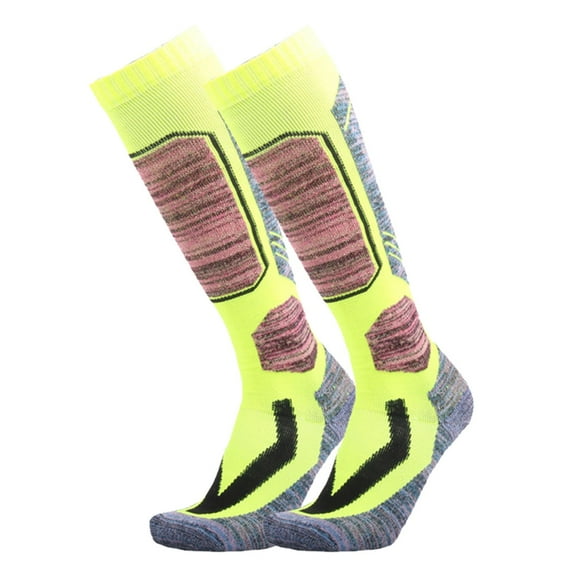 SGFCWSX Knee High Socks,Winter Hiking Mid-calf Fleece Ski Socks Green L