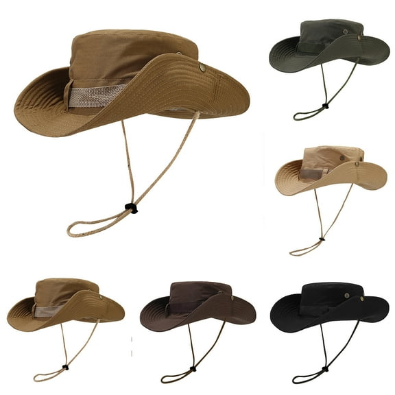 SGFCWSX Ladies Cowboy Hats,Drawstring Fisherman Hat Waterproof Outdoor sun Visor Hat Brown Free Size