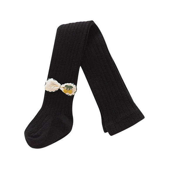 SGFCWSX Leggings for Girls Cable Knit Winter Pantyhose with Bow Kids Thick Fleece Lined Tights Black Size 8 Years