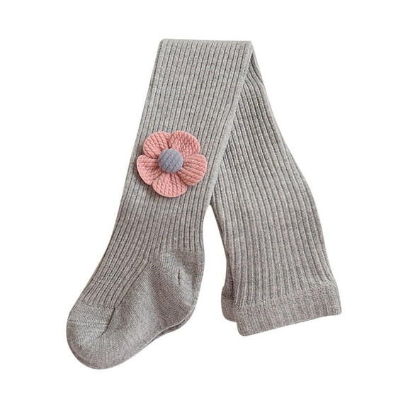 SGFCWSX Leggings for Girls Cable Knit Winter Tights with Flower Kids Stretch Fleece Lined Pantyhose Gray Size 4 Years